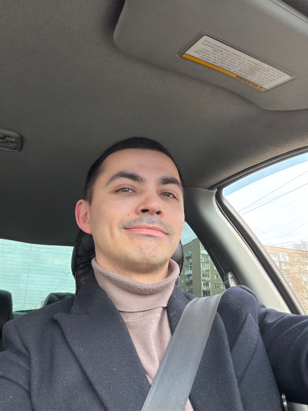 Man takes selfies in car in Izhevsk, Russia