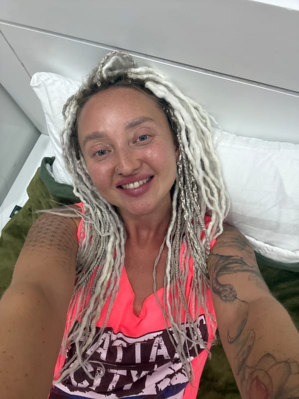 Selfie moment on a Nha Trang guesthouse bed