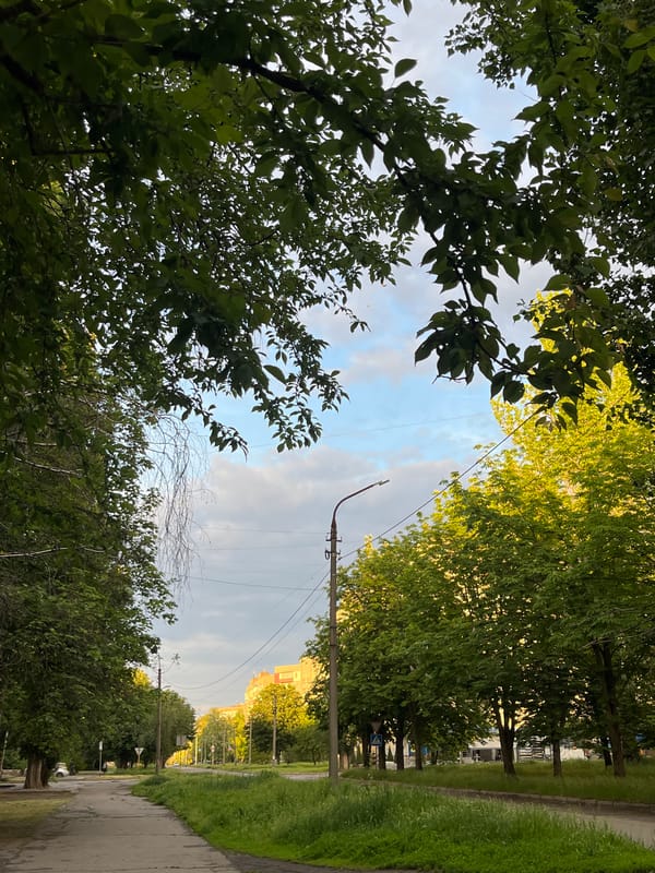Woman documents casual spring afternoon walk in Kryvyi Rih