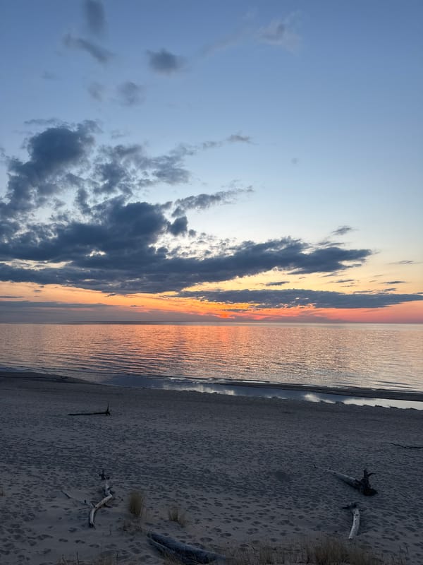 Sunset observed at Carnikava beach, Latvia displays colorful sky