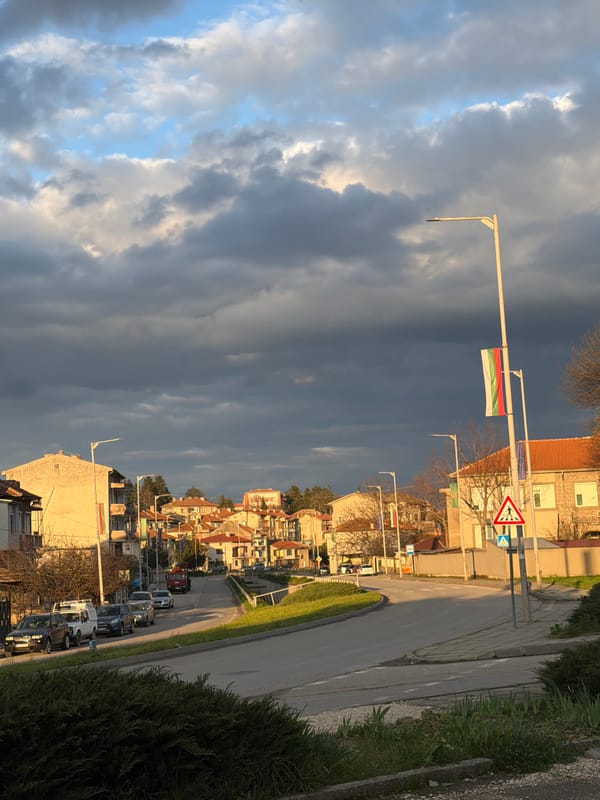 Bulgarian flag displays on street in Veliki Preslav