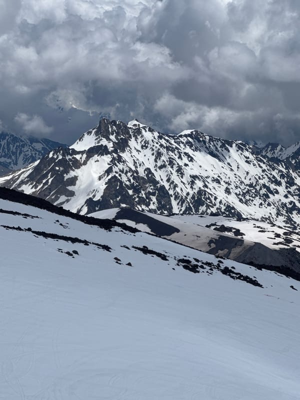 A summer morning on the snowy slopes of Mount Elbrus