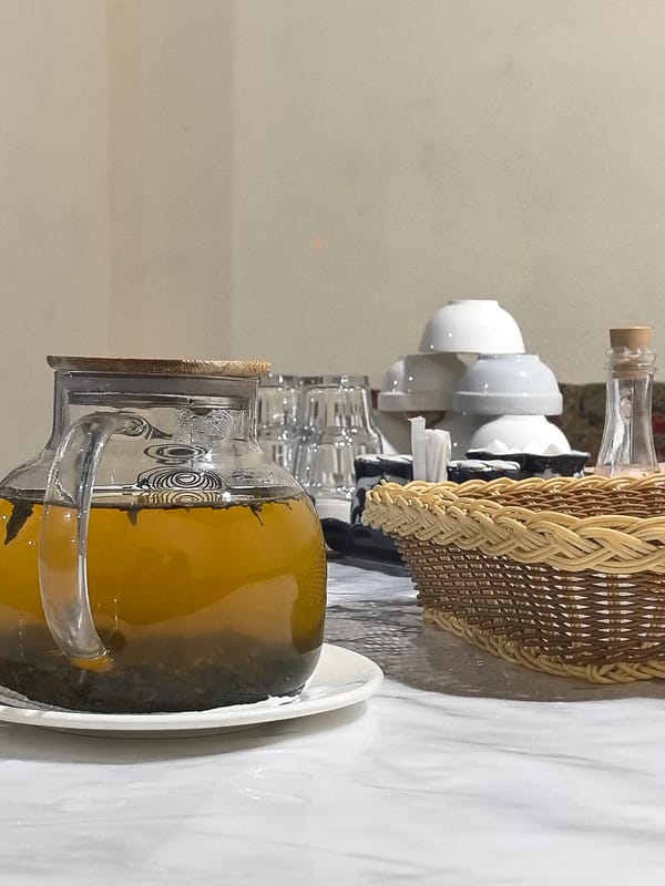 Tea and flatbread on a Moscow table