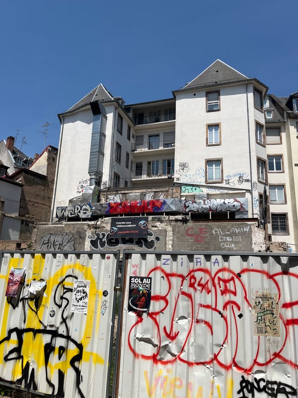 Strasbourg street architecture: graffiti, frescoes, and painted facades