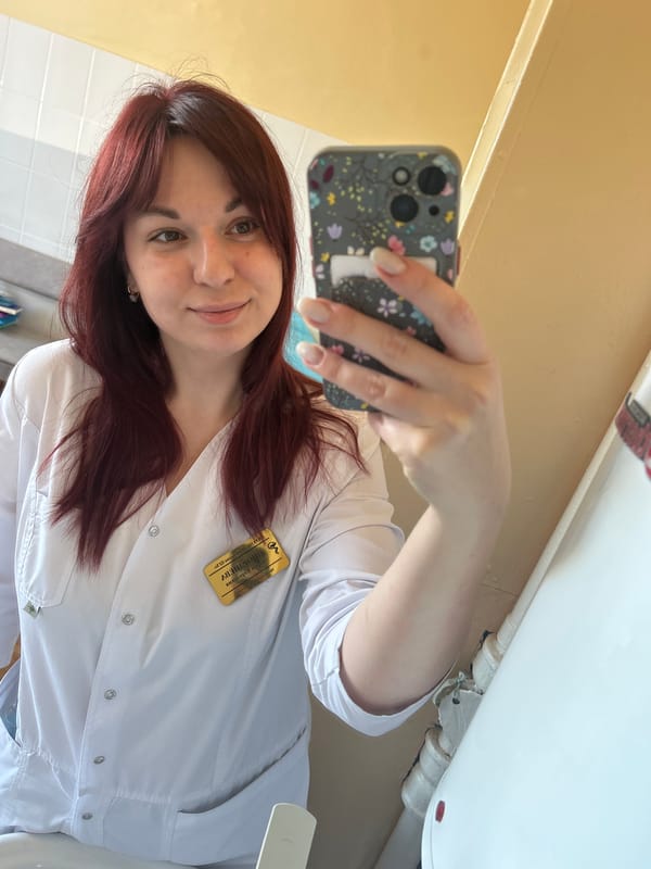 Healthcare worker takes selfies at Russian medical facility
