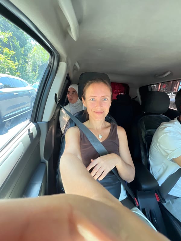 Passenger selfie and classic architecture in Tashkent