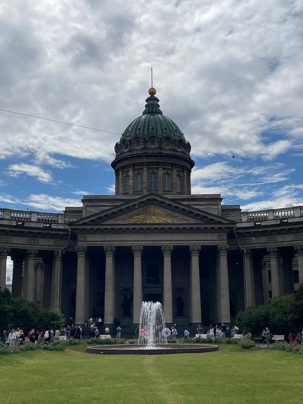 Summer morning around Kazan Cathedral and Saint Petersburg's bridges