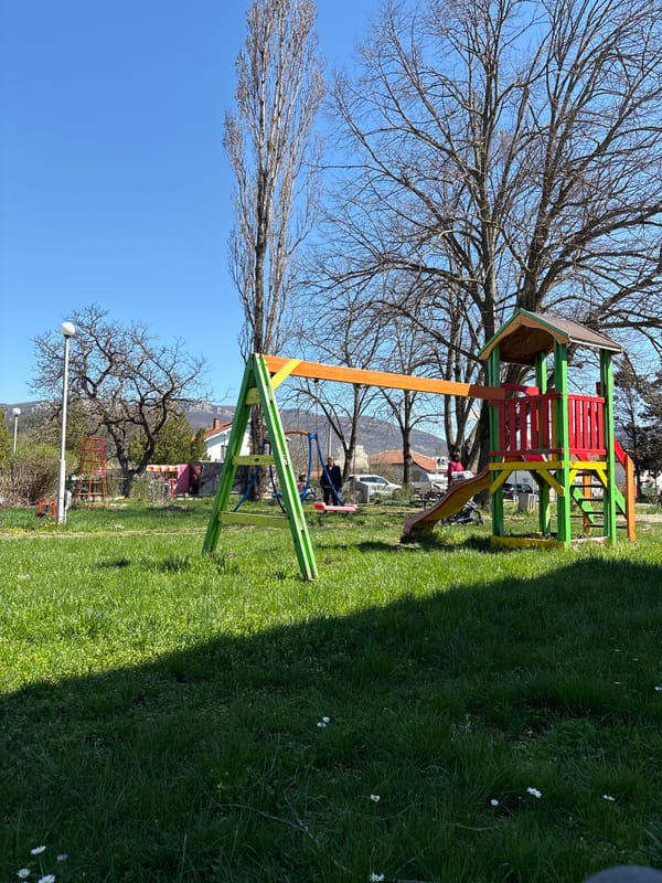 Colorful playground structure observed in Novakovtsi, Bulgaria