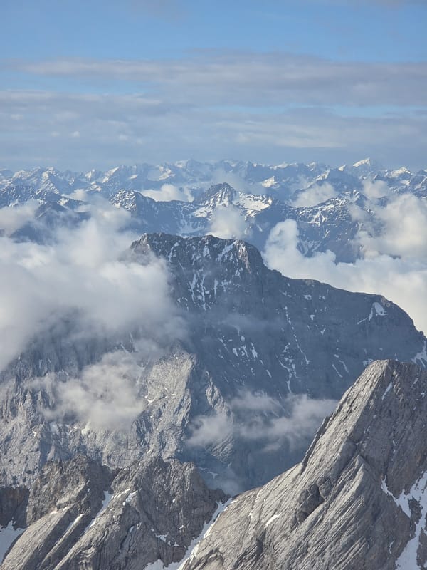 Mountain panorama documented in Grainau, Germany early morning