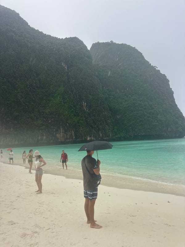 Overcast morning at Ao Nang's beaches, limestone cliffs and all