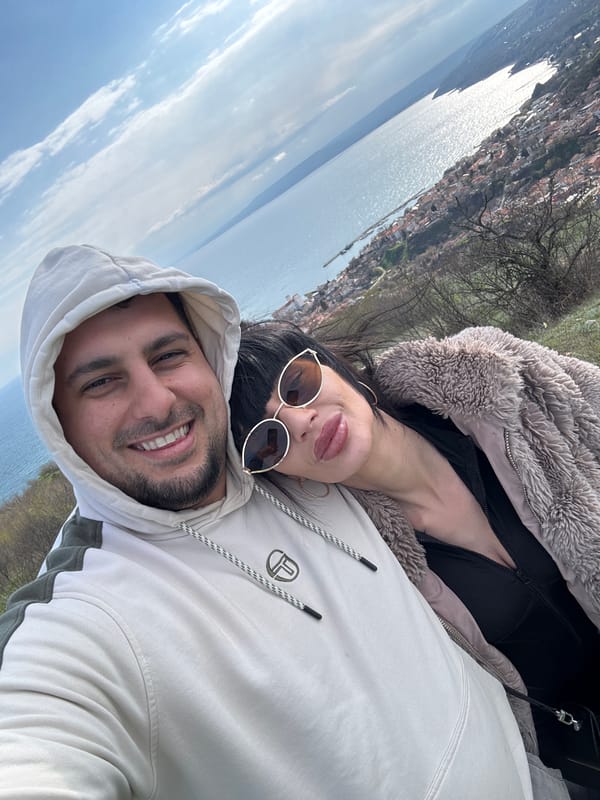 Tourists capture selfie, park SUV overlooking Black Sea in Balchik