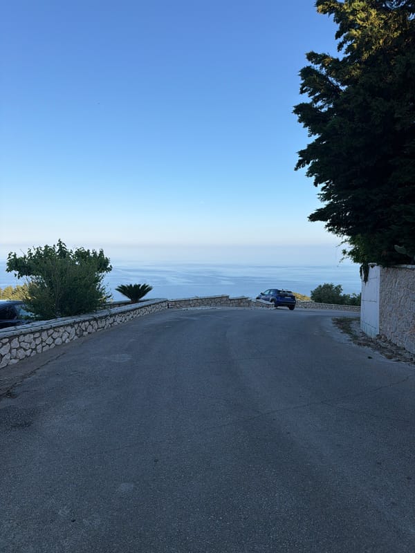 Early morning coastal road documentation in Lefkada, Greece