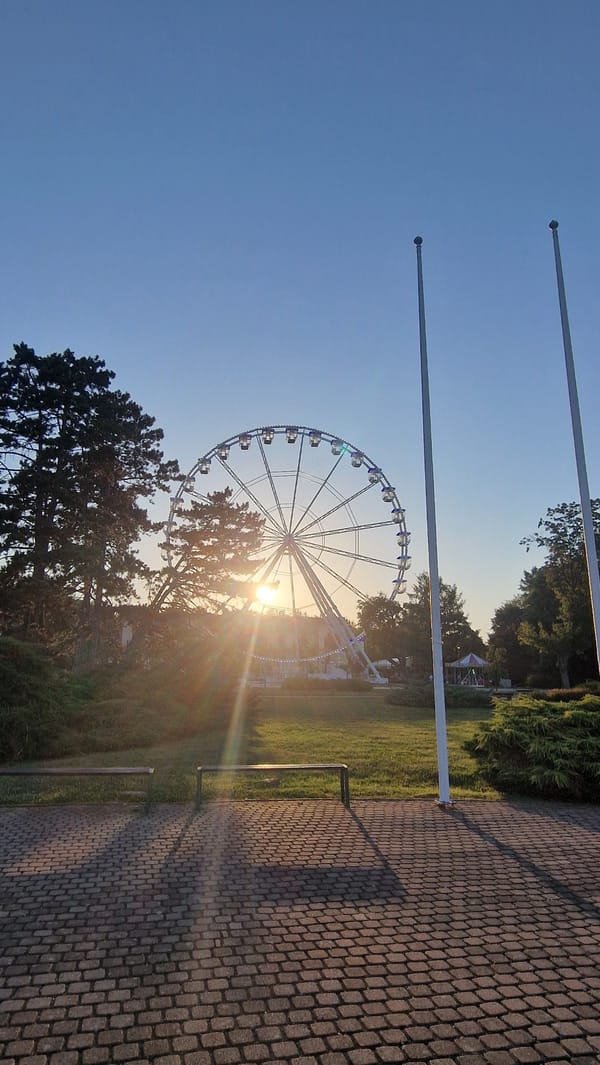 Sunset stroll through Keszthely's lakeside park and gardens