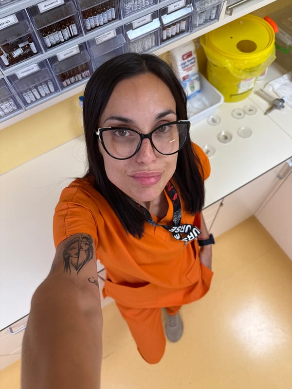 Nurse documents workday with selfies at Bulgarian medical facility