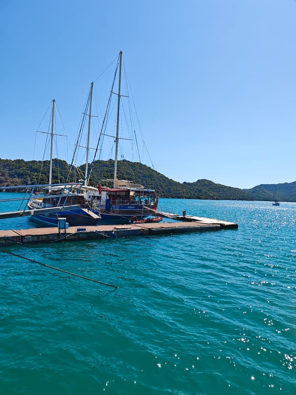 Traditional boats documented in sunny Demre harbor