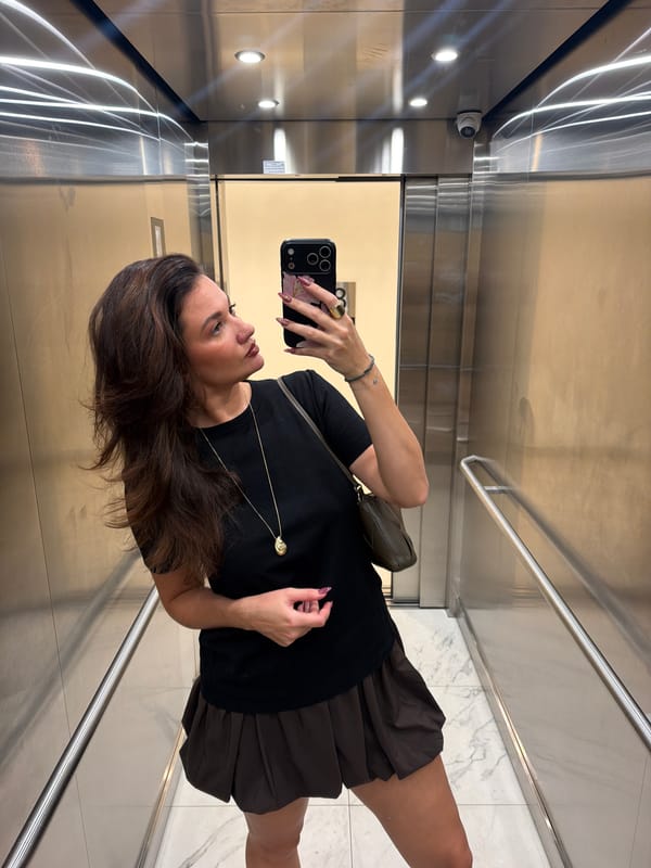 Elevator selfie and Belgrade skyline at golden hour