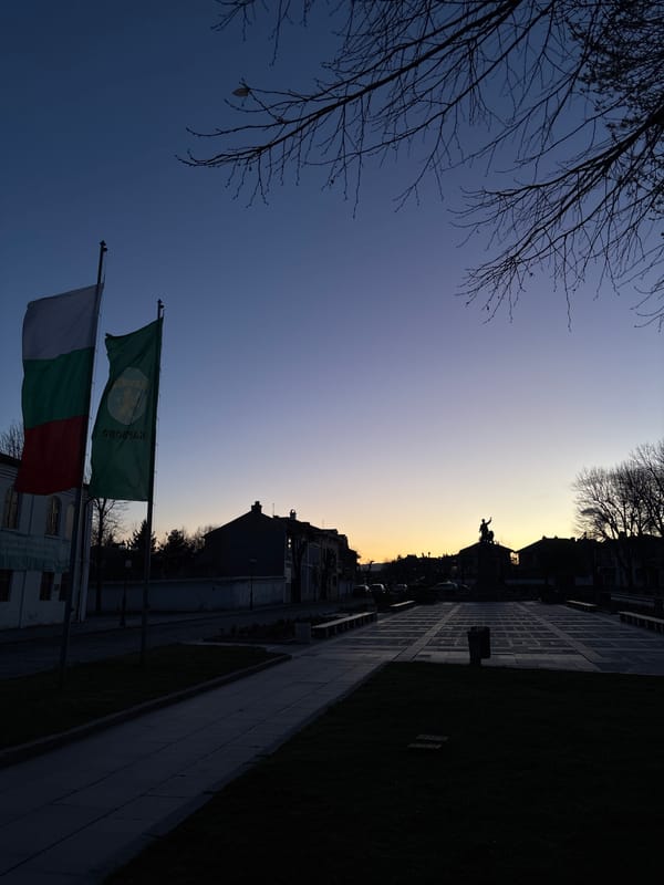 Evening views of Vasil Levski monument captured in Karlovo