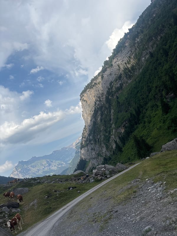 Kandersteg alpine valley on a cloudy summer afternoon