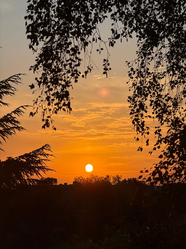 Sunset fades from golden to pink over Leudelange, Luxembourg