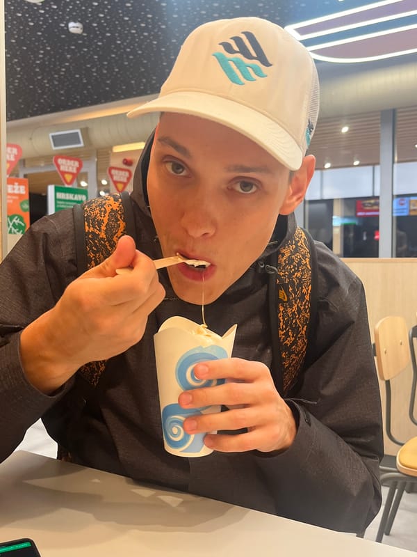 Young diners eat fast food in Budva restaurants