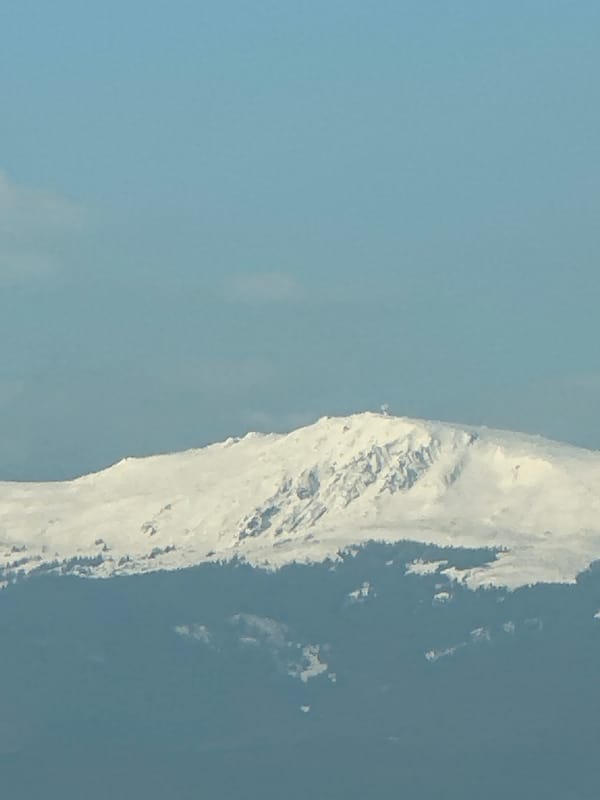Morning mountain views captured from vehicle in Sofia