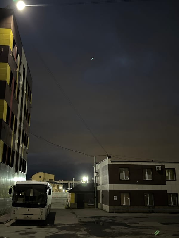 Perm industrial district on a wet night