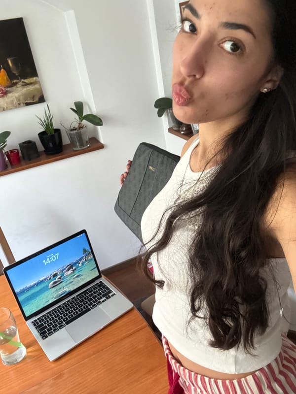 Woman takes playful selfies indoors in Sofia