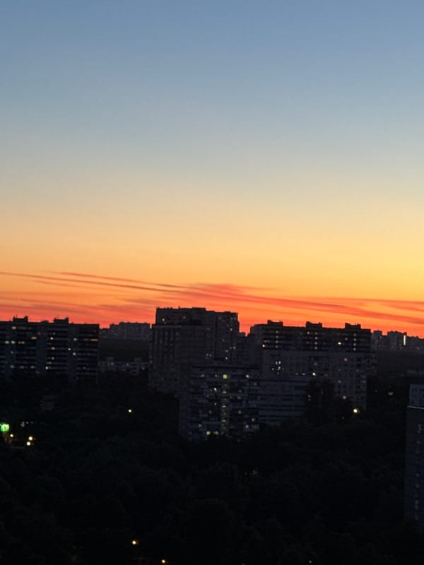 City skyline sunset captured from multiple angles at dusk