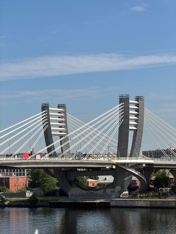 Observer documents Saint Petersburg bridges, roads and skyline Tuesday morning
