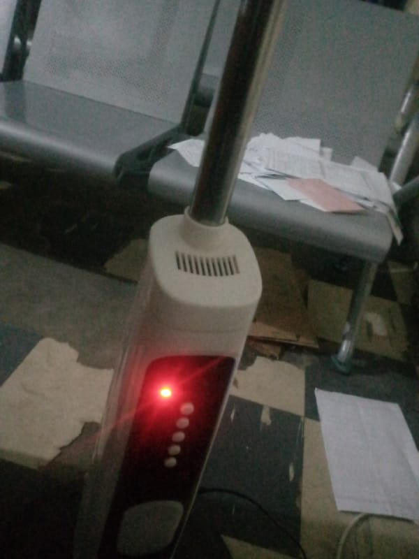 Office space with solar power setup and everyday equipment