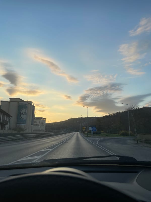 Early morning drive captured on Veliko Tarnovo road