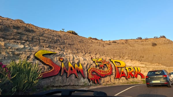 Siam Park sign spotted on hillside in Los Cristianos