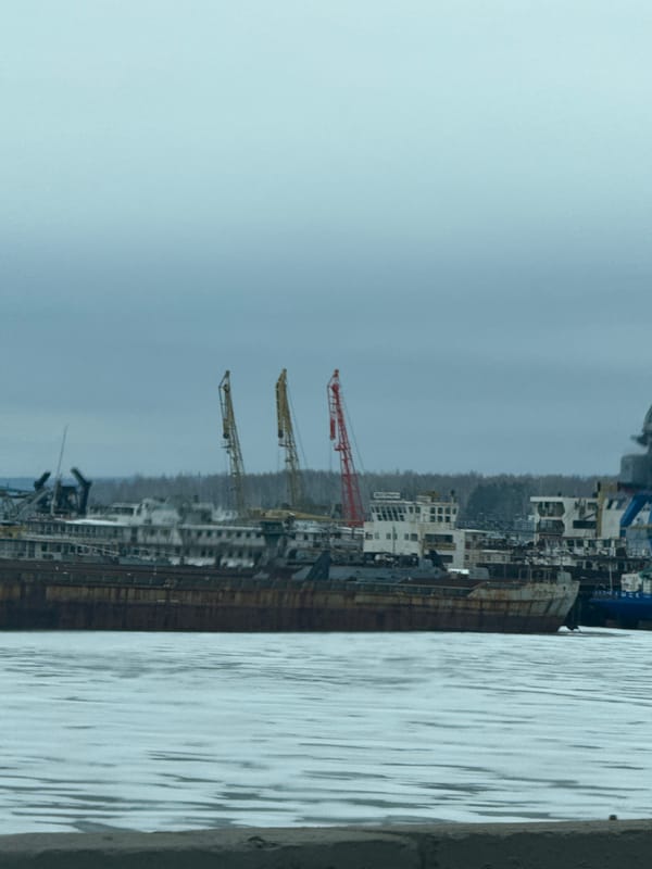 Industrial port operations documented in Chaikovsky, Russia