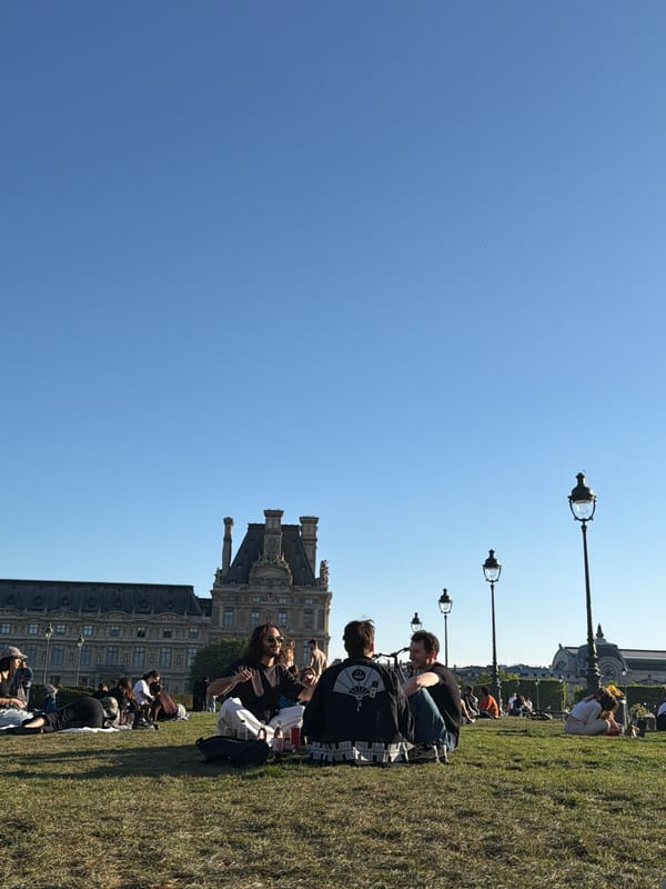 Parisians enjoy clear spring afternoon in public park