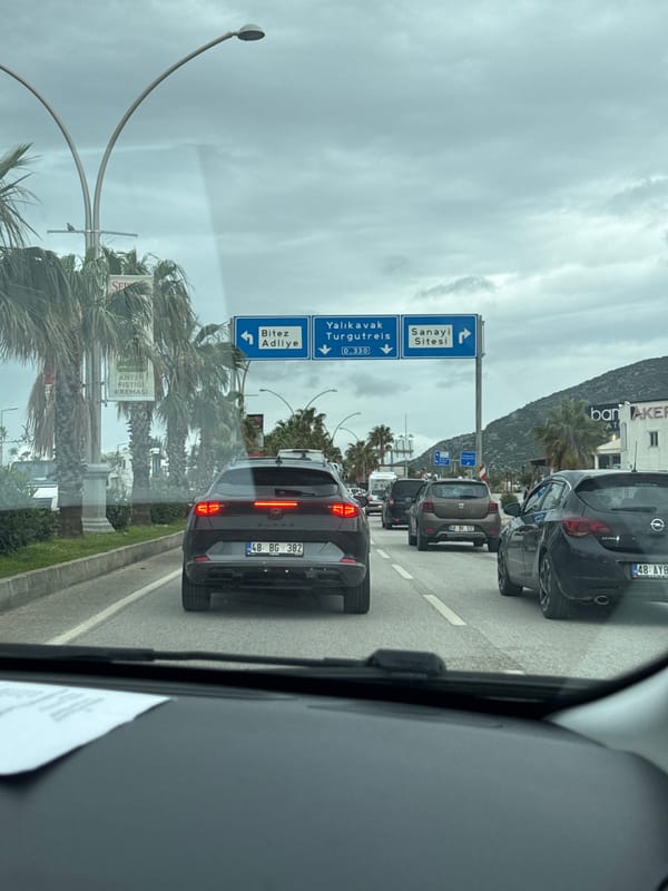 Morning traffic congestion observed in Bodrum, Turkey