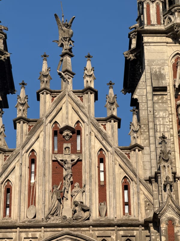 Gothic Cathedral Photographed from Multiple Angles in Kyiv