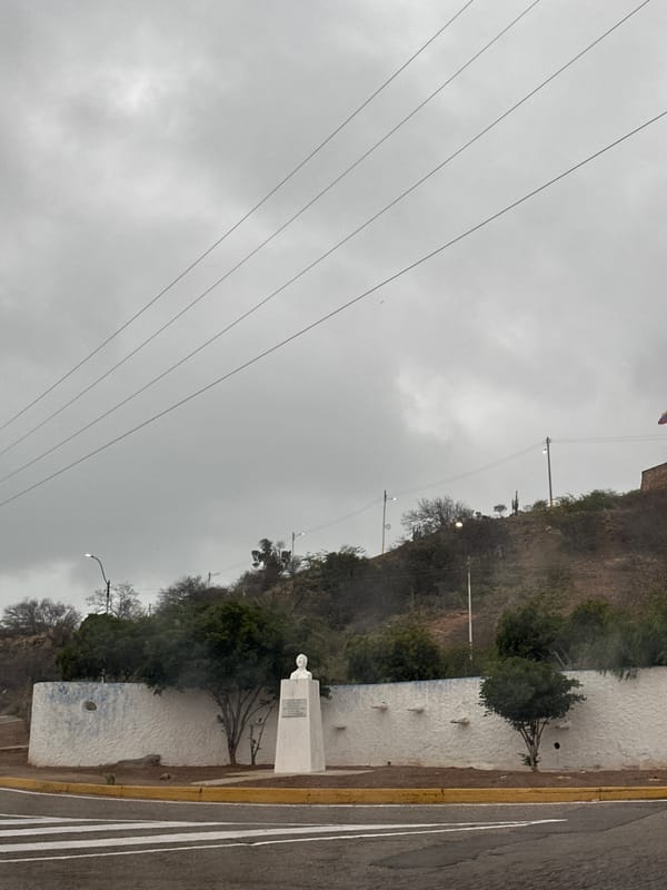 Rainy day coastal drive through Juan Griego, Venezuela