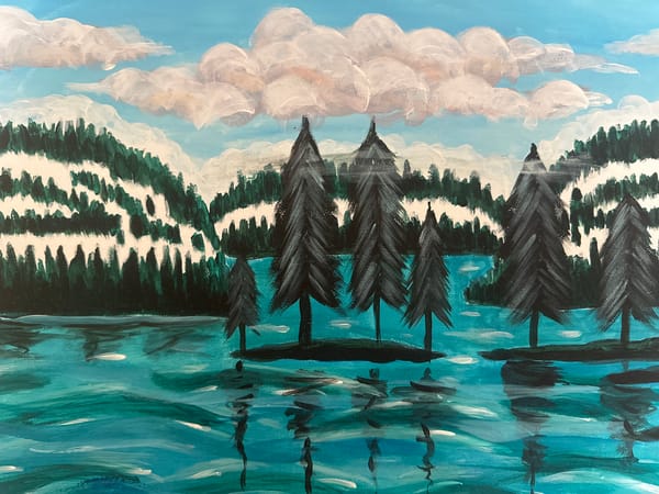 Inverted landscape painting with reflections observed in Sofia