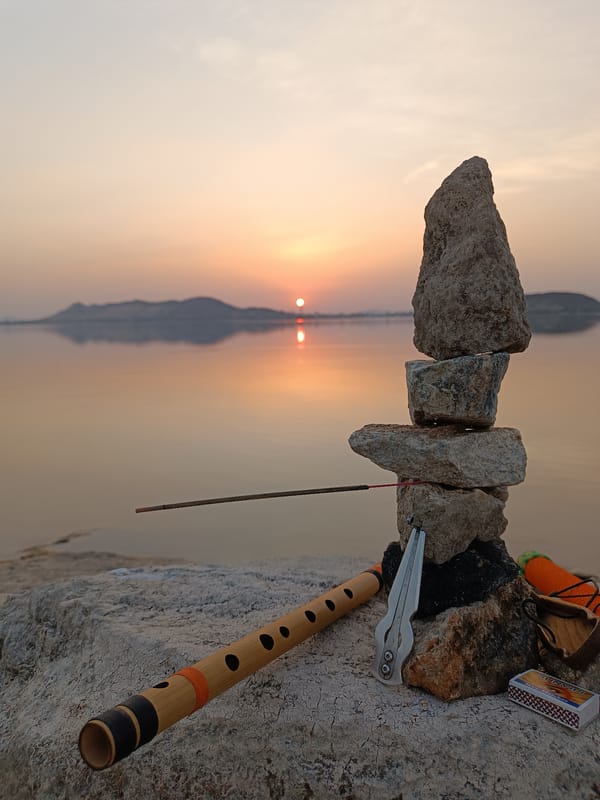 Sunset captured over water near Kammavaripalli, India