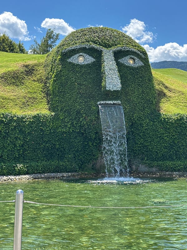 Swarovski Crystal Worlds' iconic giant green face in Wattens