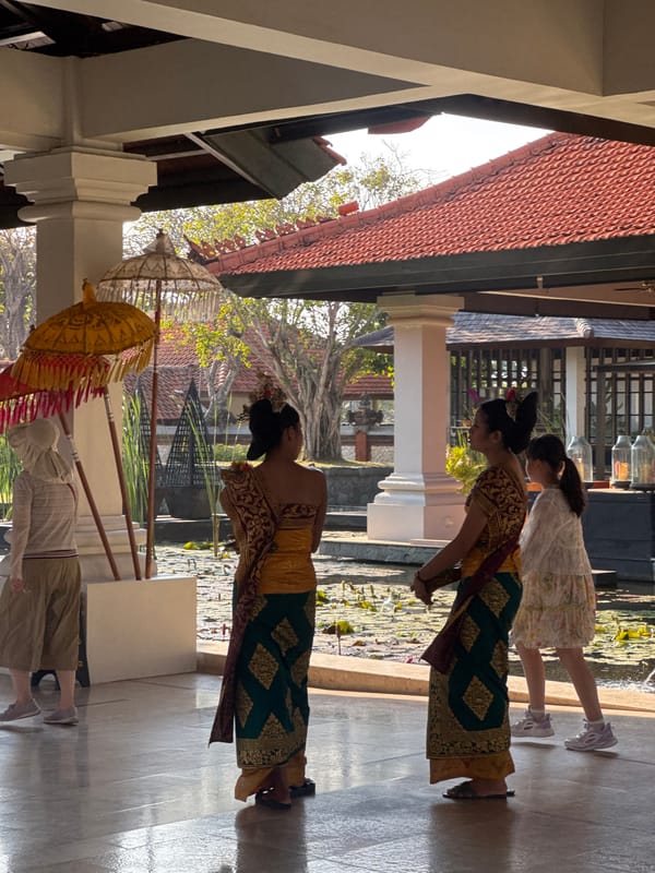 Morning at a Balinese resort complex in Kuta Selatan