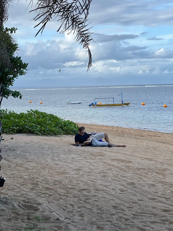 Morning beach activities captured at Denpasar Indonesia resort area