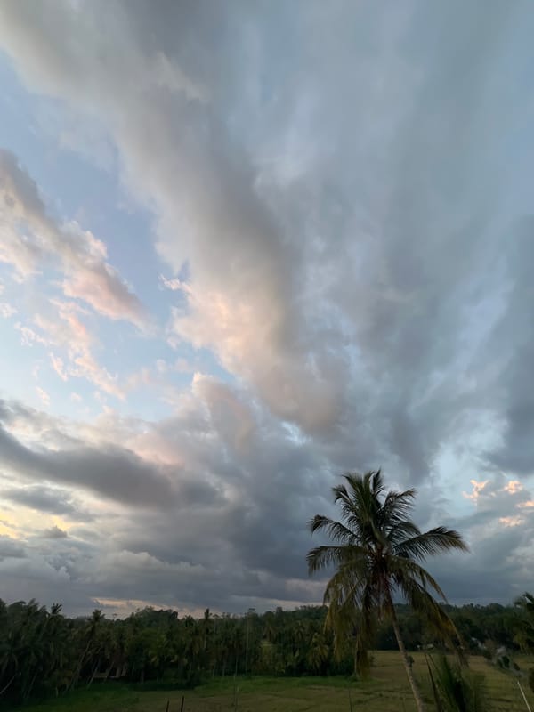 Heavy storm clouds gather over Heenatigala Junction, Sri Lanka