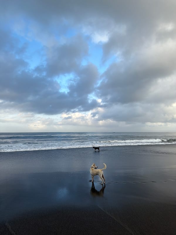 Beach visitors enjoy evening at Kediri despite overcast skies