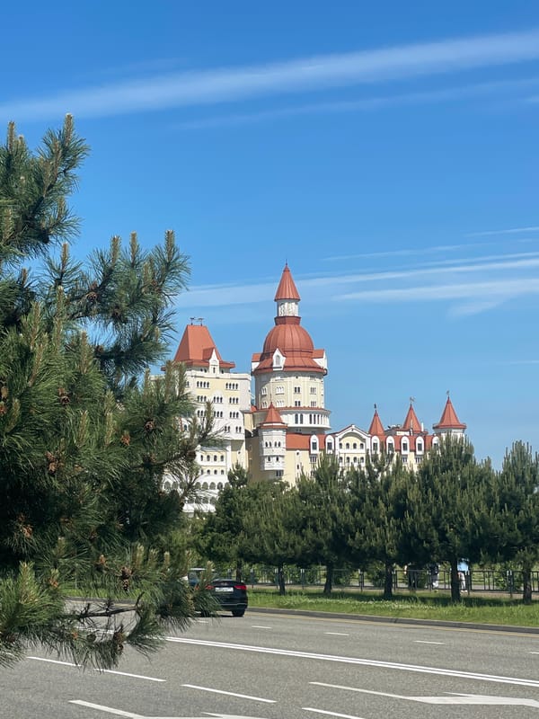 Morning scenes documented in Sirius, Russia including architecture and leisure