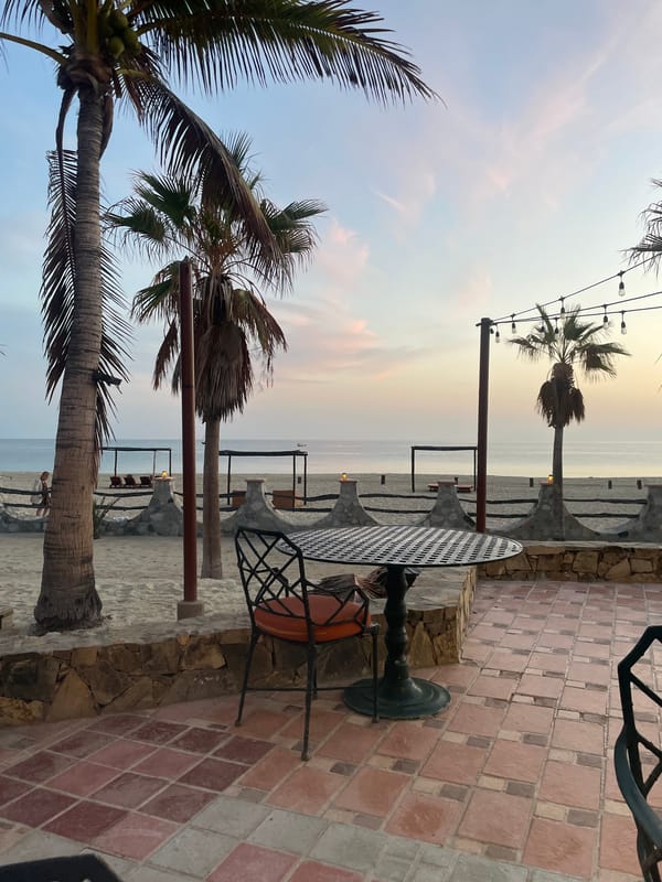 Coffee break at beachfront patio in Buenavista, Mexico