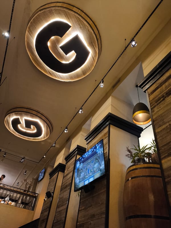 Dining experience captured at Gambrinus restaurant in Moscow