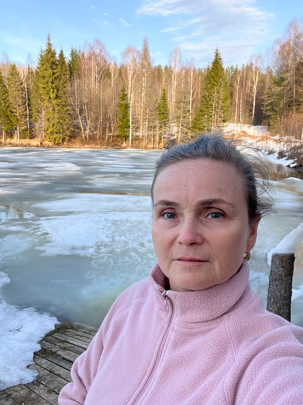 Woman explores frozen Russian countryside near Zhigalki