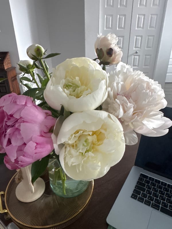 Quiet afternoon with peonies and coffee captured in Gatineau