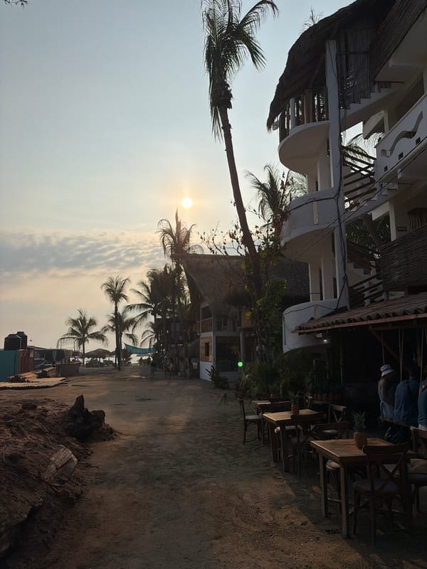 Evening resort scenes captured in Brisas de Zicatela, Mexico